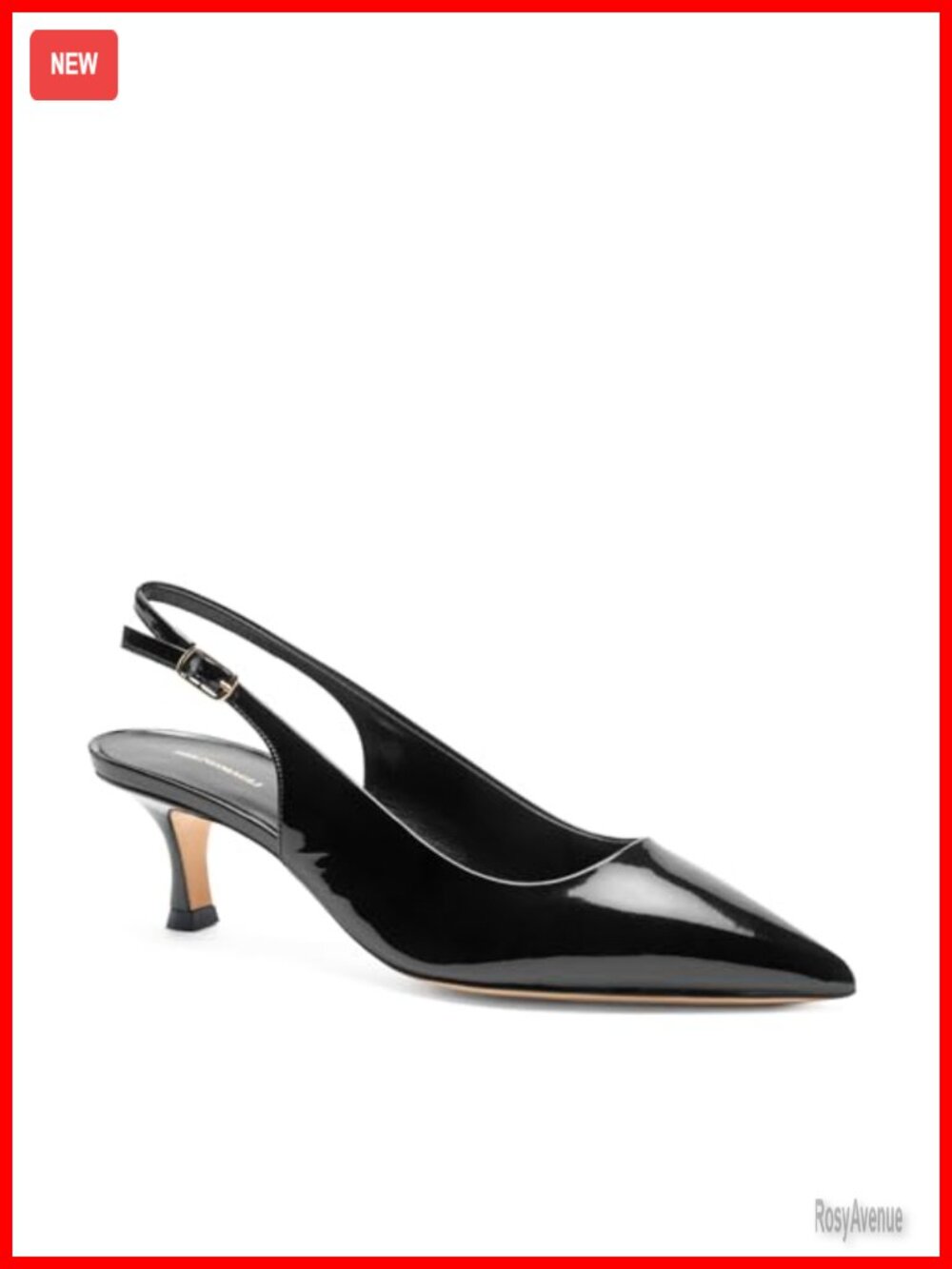 Italian Leather Slingback Kitten Heels Closed Toe Buckle